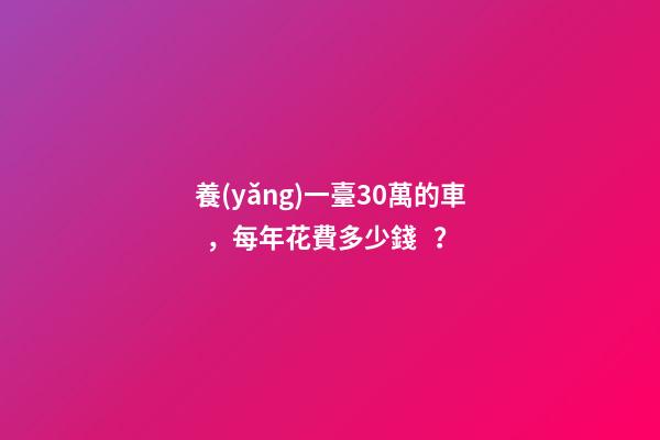 養(yǎng)一臺30萬的車，每年花費多少錢？